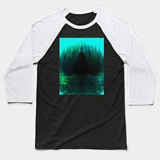 Special processing. Trail to the dark forest, where monster live. Aqua. Light borders. Baseball T-Shirt